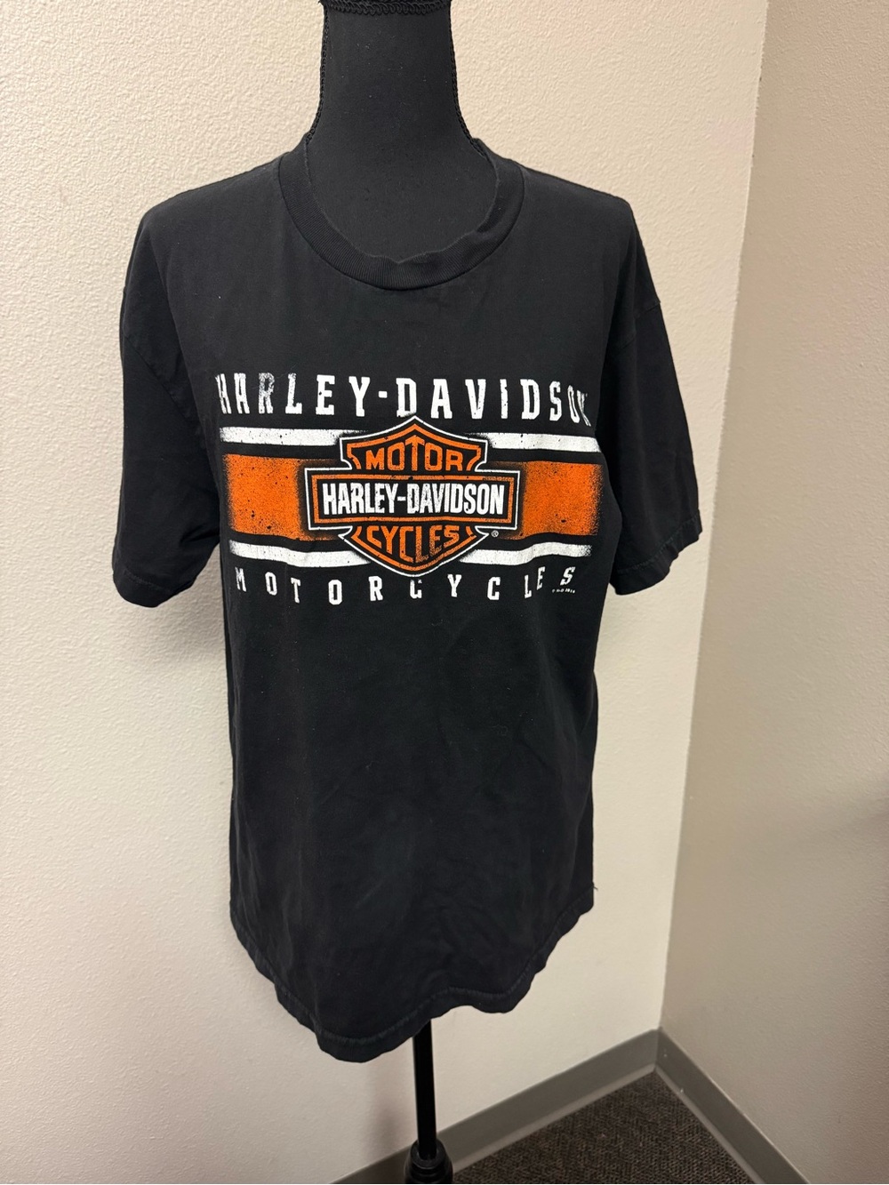 Harley-Davidson Black Orange Logo Graphic Motorcycle Tee Shirt Large USA Biker - Picture 2 of 8